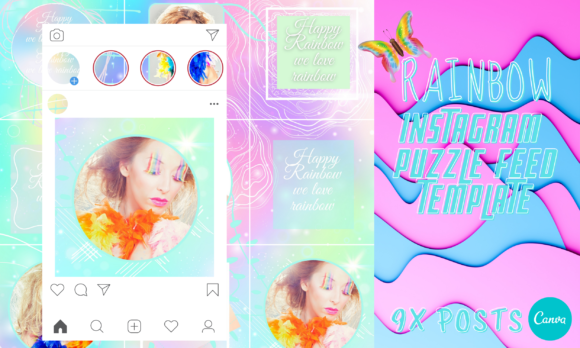Download Rainbow Pro Instagram Puzzle Template - Insta Collection
