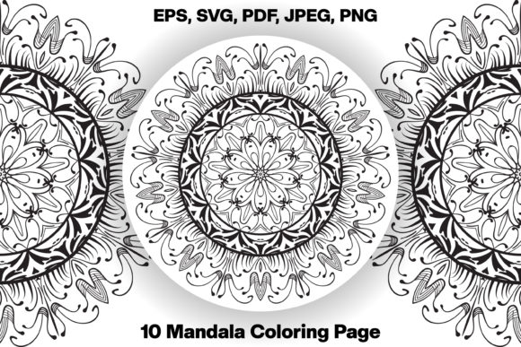 Download 10 Monochrome Adult Mandala Coloring Pag - Premium Resources