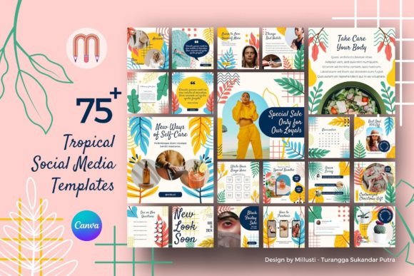 Download Tropical Leaves Canva Instagram Template - Insta Collection