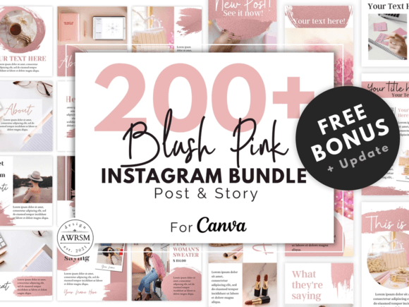 Download 200 Blush Pink Instagram Template Kit - Insta Collection